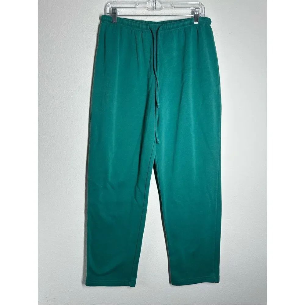 Blair Better-Than-Basic Elastic-Waist Fleece Women’s Pants Size L Green